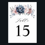 Dusty Blue Mauve Rose Pink Slate Floral Wedding  Table Number<br><div class="desc">Elegant and modern floral midsummer wedding table numbers features a bouquet of watercolor roses peonies in shades of slate, dusty blue, dusty rose, dusty pink , mauve, sage with lush green botanical leaves and eucalyptus. Please find more matching designs and variations from my "blissweddingpaperie" store. And feel free to contact...</div>