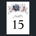 Dusty Blue Mauve Rose Pink Slate Floral Wedding  Table Number<br><div class="desc">Elegant and modern floral midsummer wedding table numbers features a bouquet of watercolor roses peonies in shades of slate, dusty blue, dusty rose, dusty pink , mauve, sage with lush green botanical leaves and eucalyptus. Please find more matching designs and variations from my "blissweddingpaperie" store. And feel free to contact...</div>
