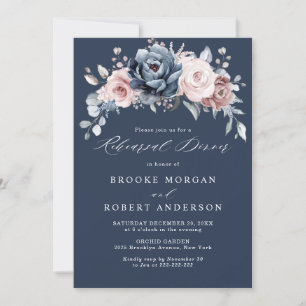 Dusty Blue Mauve Rose Pink Slate Rehearsal Dinner Invitation