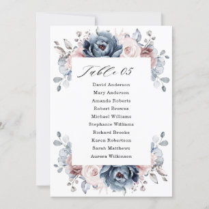 Dusty Blue Mauve Rose Pink Slate Seating Chart Invitation
