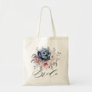 Dusty Blue Mauve Rose Pink Slate Wedding Bride Tote Bag