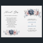 Dusty Blue Mauve Rose Pink Slate Wedding Program<br><div class="desc">Elegant and modern floral midsummer wedding program features a bouquet of watercolor roses peonies in shades of slate, dusty blue, dusty rose, dusty pink , mauve, sage with lush green botanical leaves and eucalyptus. Please find more matching designs and variations from my "blissweddingpaperie" store. And feel free to contact me...</div>