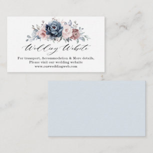 Dusty Blue Mauve Rose Pink Slate Wedding Website Enclosure Card