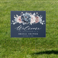 Dusty Blue Mauve Rose Slate Bridal Shower Welcome