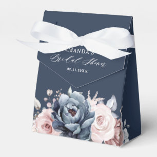 Dusty Blue Mauve Rose Slate Floral Bridal Shower F Favor Boxes