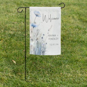 Dusty Blue Meadow Wildflowers Wedding Garden Flag