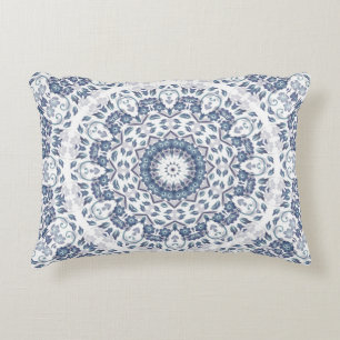 Dusty Blue Mediterranean Mandala Lumbar Pillow