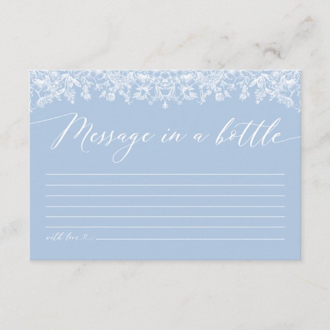 Dusty Blue Message in a Bottle Bridal Shower Game Enclosure Card (Front)
