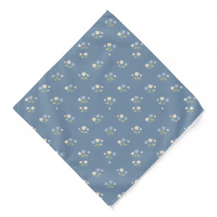 Dusty Blue Micro Floral Wedding Pocket Square Bandana
