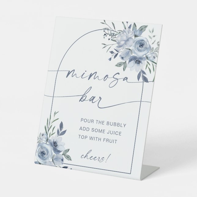 Dusty Blue Mimosa Bar Bridal Shower Sign (Front)