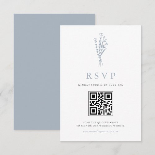 Dusty Blue Minimailist Bouquet QR Code Wedding