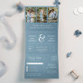 Dusty Blue Minimal 3 in 1 Photo Collage Wedding Tri-Fold Invitation