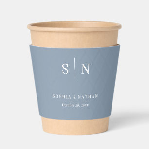 Dusty Blue Minimal and Chic Wedding Coffee Cup Sleeve