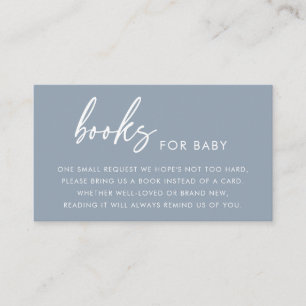 Dusty Blue Minimal Books for Baby Shower Enclosure Card