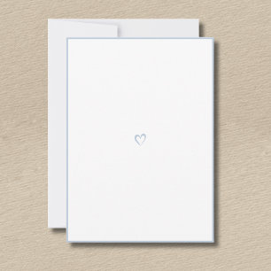 Dusty Blue Minimal Border Little Heart No Text Note Card