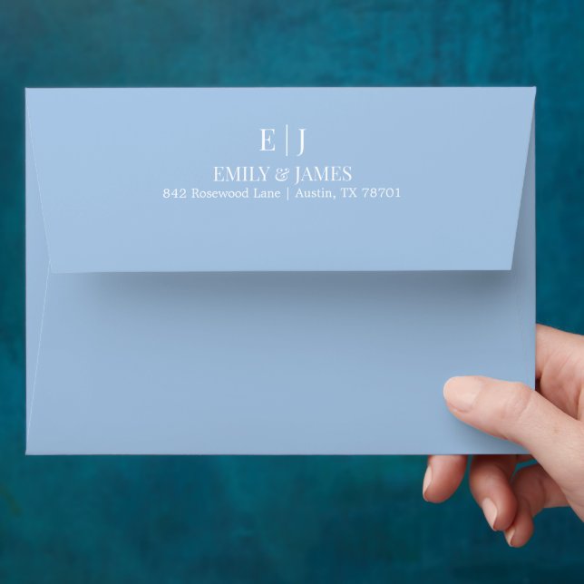 Dusty Blue Minimal Chic Wedding Envelope (Hand)