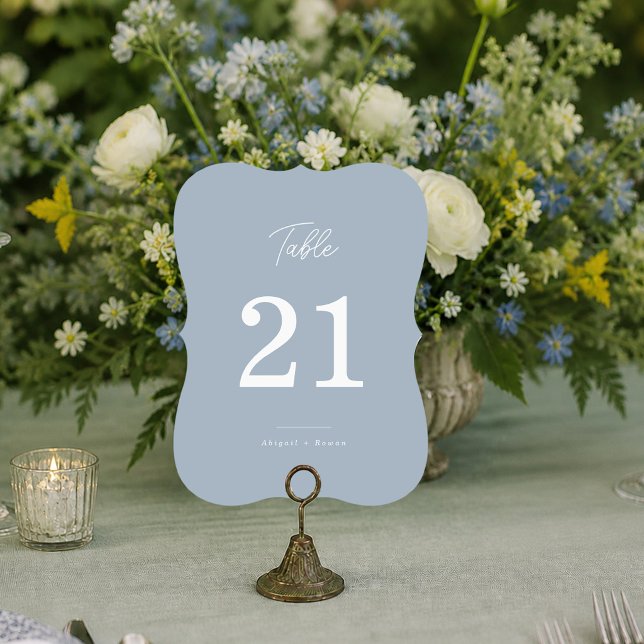 Dusty Blue Minimal Die Cut Wedding Table Numbers (Creator Uploaded)