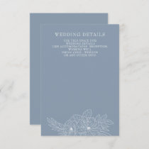 Dusty Blue Minimal Elegant Floral Sketch Wedding Enclosure Card