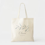 Dusty blue minimal greenery bridesmaid tote bag<br><div class="desc">Modern minimal watercolor botanical foliage greenery design in dusty blue color,  simple and elegant,  great personalized bridesmaid gifts.</div>