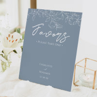 Dusty Blue Minimal Leaf Wedding Favors