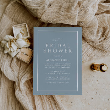 Dusty Blue Minimal Modern Bridal Shower Invitation by Nicheandnest at Zazzle