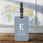 Dusty Blue Minimal Modern Monogram  Luggage Tag<br><div class="desc">Elevate your travel experience with our Classic Elegant Modern Minimalist Monogram Luggage Tag. This meticulously designed accessory seamlessly combines timeless elegance with contemporary minimalism, ensuring your luggage stands out with sophistication. Crafted with precision and attention to detail, this luggage tag is more than just a practical item; it's a personalized...</div>