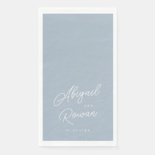 Dusty Blue Minimal Modern Script Paper Guest Towel