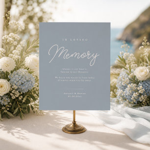Dusty Blue Minimal Modern Script Wedding Memorial Poster
