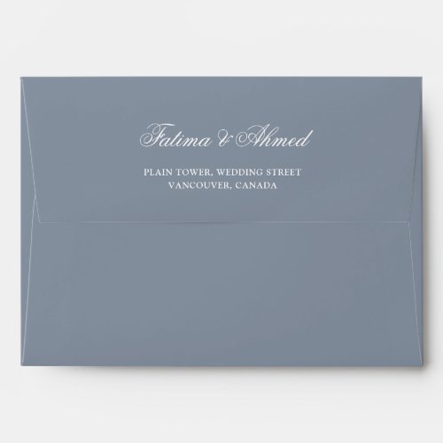 Dusty Blue Minimal Muslim Wedding Return Address Envelope