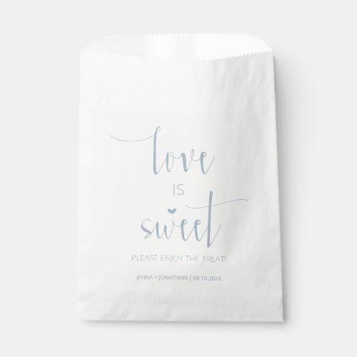 Dusty Blue Minimal Script Love is Sweet Wedding Favor Bag