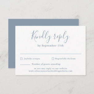 Dusty Blue Minimal Script Wedding RSVP Card