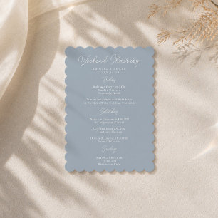 Dusty Blue Minimal Script Weekend Itinerary Card