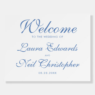 Dusty Blue Minimal Script Welcome Sign