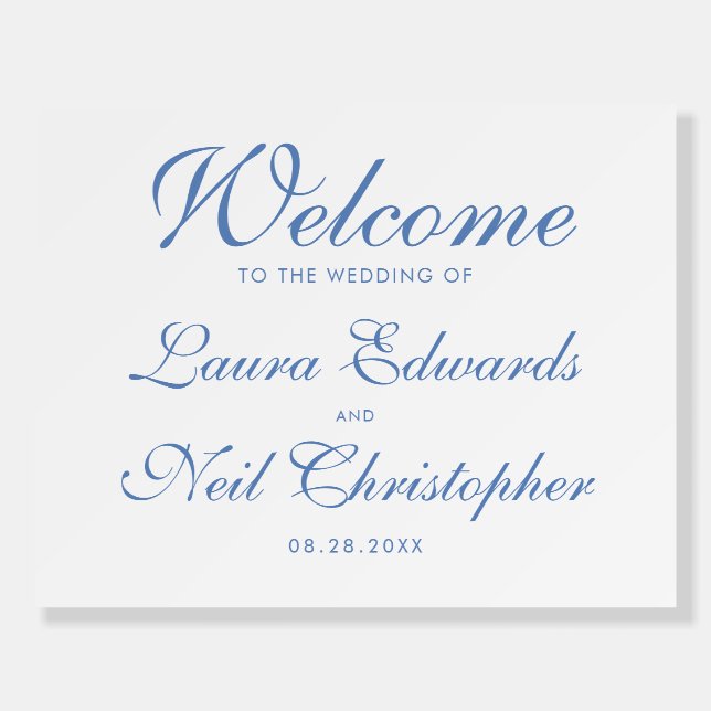 Dusty Blue Minimal Script Welcome Sign (Front)