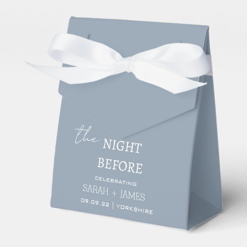 Dusty Blue Minimal the Night Before Wedding  Favor Boxes