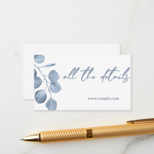Dusty blue minimal Wedding Details card 