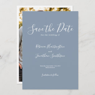 Dusty Blue Minimal Wedding Save The Date
