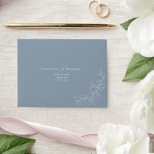 Dusty Blue Minimal Wedding Self_Addressed RSVP Envelope