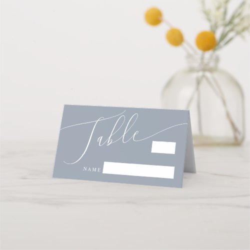 Dusty Blue Minimal Wedding Table Number Place Card