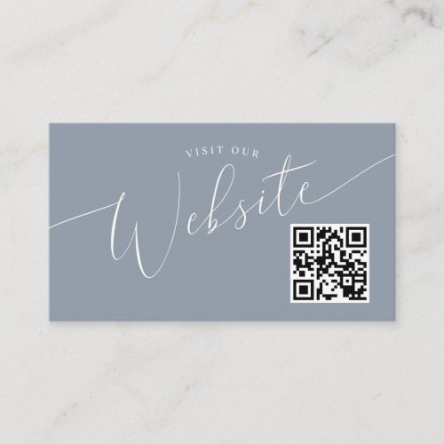 Dusty Blue Minimal Wedding Website QR code  Enclosure Card