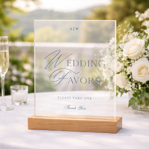 Dusty Blue Minimalist Acrylic Wedding Favors Sign