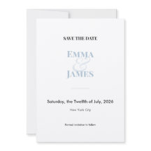 Dusty Blue Minimalist Ampersand Save the Date