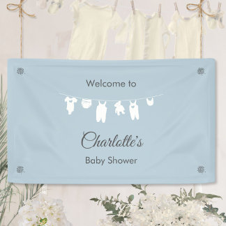 Dusty Blue Minimalist Baby Boy Shower Banner