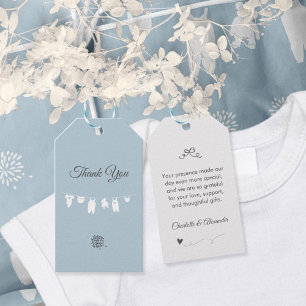 Dusty Blue Minimalist Baby Boy Shower Gift Tags