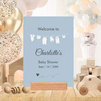 Dusty Blue Minimalist Baby Boy Shower Holder