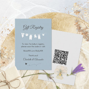 Dusty Blue Minimalist Baby Shower Gift Registry Enclosure Card