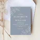 Dusty Blue Minimalist Botanical Wedding  Invitation<br><div class="desc">line art eucalyptus dusty blue botanical minimalist wedding invitation. Customizable</div>