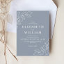 Dusty Blue Minimalist Botanical Wedding  Invitation