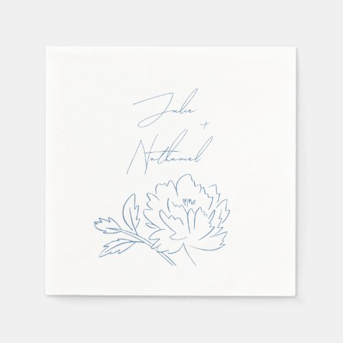 Dusty Blue Minimalist Botanical Wedding Napkins