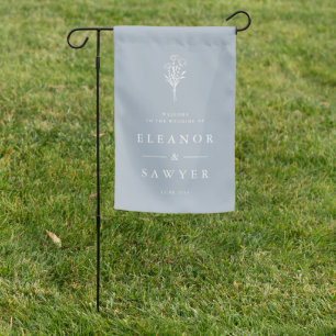 Dusty Blue Minimalist Bouquet Wedding Welcome Garden Flag